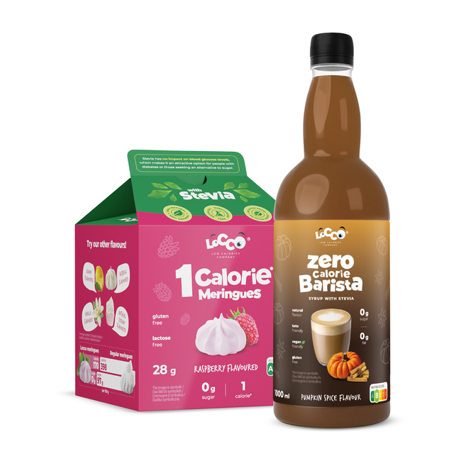 LoCCo Back to Fit set - Barista Pumpkin Spice 1000ml + 1 kcal Raspberry Meringues with Stevia 
