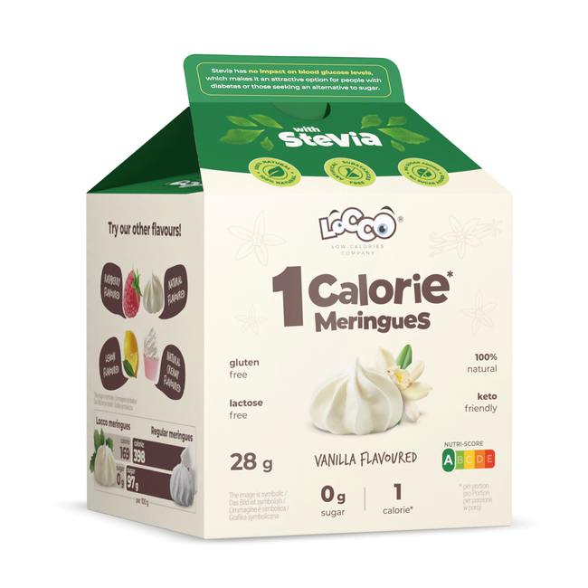 LoCCo 1 kcal 100% Natural Low Calorie Vanilla Meringue with Stevia