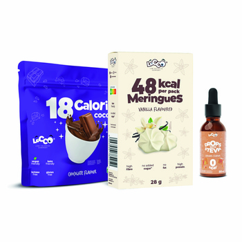 LoCCo bietet Ihnen ein Set von drei kalorienarmen Produkten für Ihr Vergnügen.