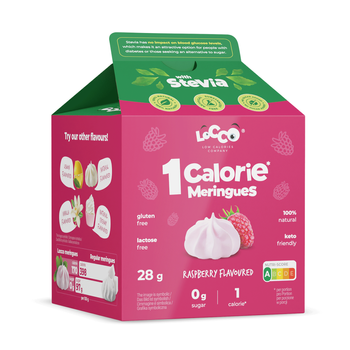 LoCCo 1 kcal 100% Natural Low Calorie Raspberry Meringue with Stevia 28 g