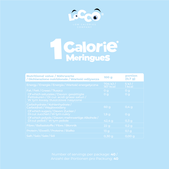 LoCCo 1 kcal 100% Natural Low Calorie Cream Meringue with Stevia 