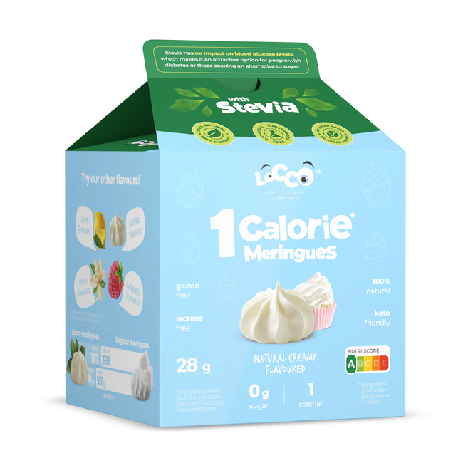 LoCCo 1 kcal 100% Natural Low Calorie Cream Meringue with Stevia 