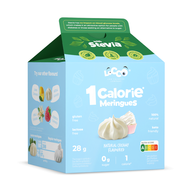 LoCCo 1 kcal 100% Natural Low Calorie Cream Meringue with Stevia 