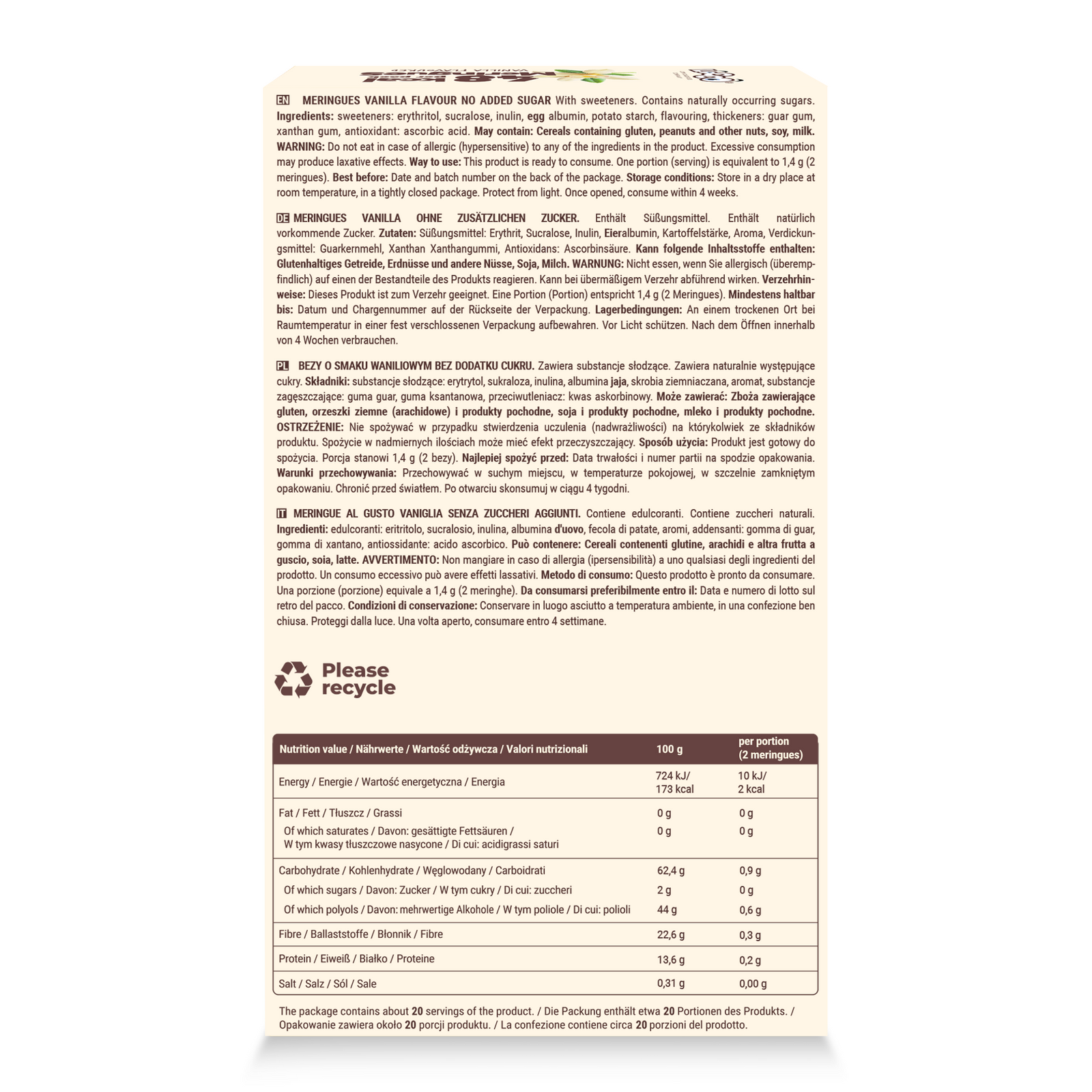 LoCCo low calorie 48 kcal meringues vanilla 28 g Vanilla Products