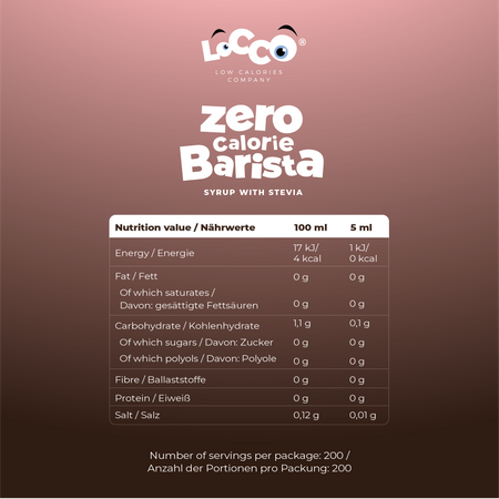 LoCCo 0 kcal Barista Syrup with Stevia 3-pack