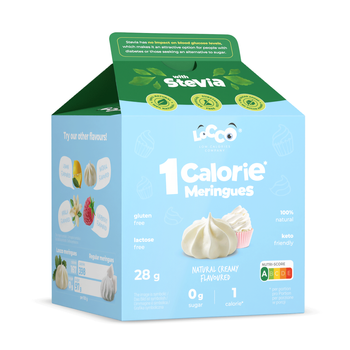 LoCCo 1 kcal 100% Natural Low Calorie Cream Meringue with Stevia 28 g