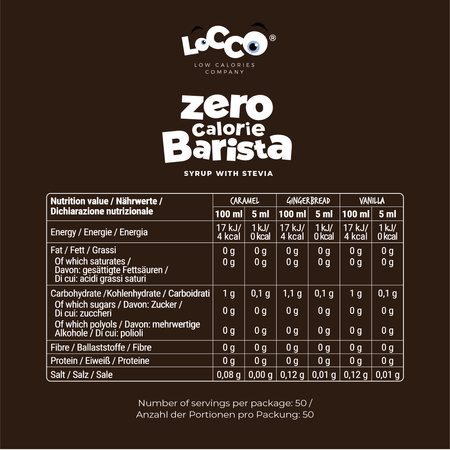 LoCCo 0 kcal Barista syrup with stevia 3x250 ml