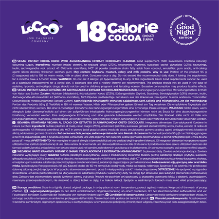 LoCCo 18 kcal Cocoa with Ashwagandha in Chocolate Flavor