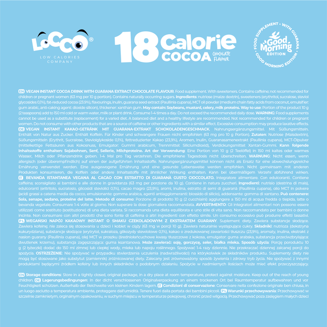 LoCCo 18 kcal Cocoa with Guarana in Chocolate Flavor