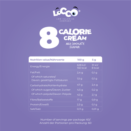 LoCCo Low Calorie 8 kcal Spread Milk Chocolate 300 g 2-pack