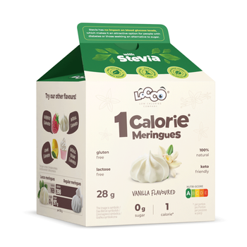 LoCCo 1 kcal 100% natürliches kalorienarmes Vanille-Baiser mit Stevia 28 g