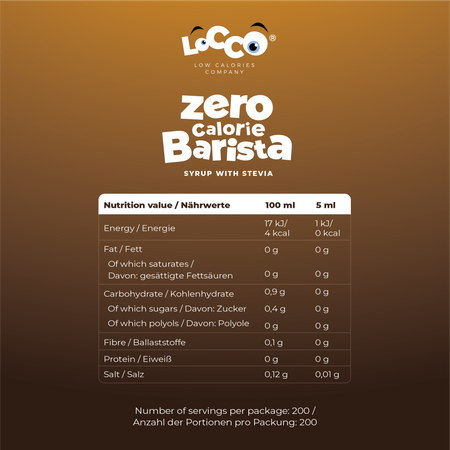 LoCCo 0 kcal Barista syrup with stevia pumpkin spice flavour